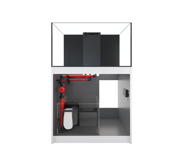 Red Sea REEFER™ 350 G3 Standard in Weiß mit Ultra-Clear™ Aquarium, REEF-SPEC-Technikbecken und hochwertigem Unterschrank.
