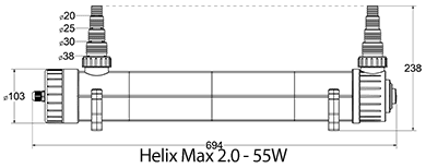 UV-C Wasserklärer für Meer- und Süßwasseraquarien Helix 2.0.