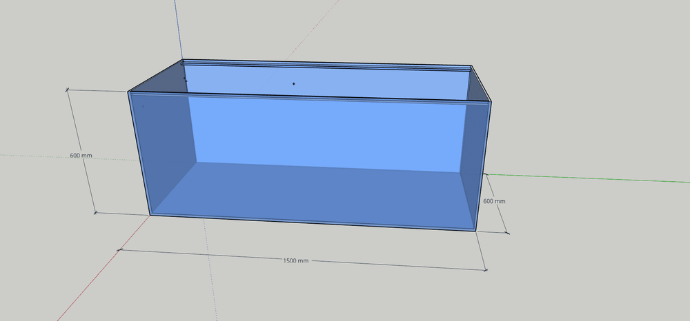 Aquarium mit Längsstreben Tiefe 60 cm, Höhe 60 cm, Weißglas.